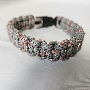 Handmade Gray and Red 550‎ Paracord Bracelet Size 9.5"